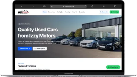 Izzy Motors website built by Ecom Builder Pakistan