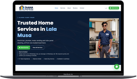 Taaha Home Services website built by Ecom Builder Pakistan