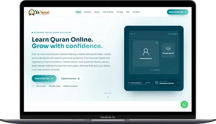 Ya Noor Quran Academy website built by Ecom Builder Pakistan